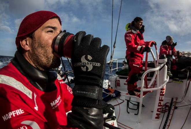 Onboard MAPFRE - Nothing like the heat of the sun and a cup of coffee! - Leg five to Itajai -  Volvo Ocean Race 2015 © Francisco Vignale/Mapfre/Volvo Ocean Race